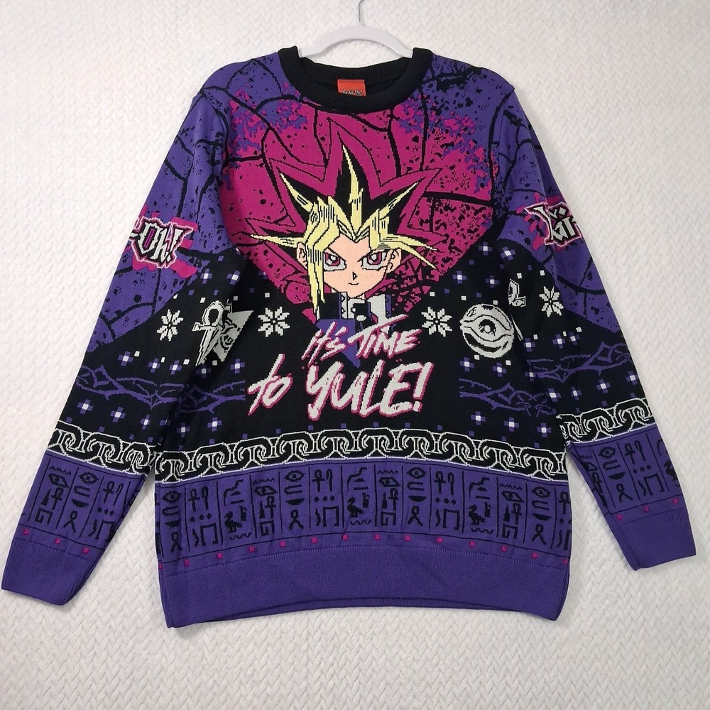 Yu-Gi-Oh Christmas Sweater "It's Time To Yule" Men Size XL Multicolor